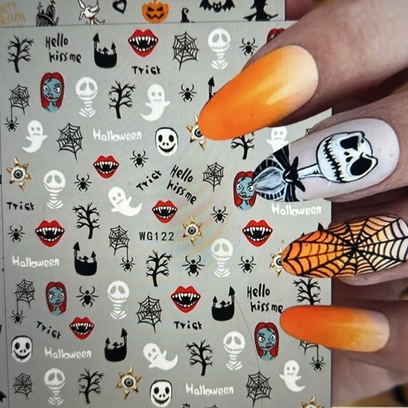 Halloween Nail Stickers,Ghost Skull Nail Decals,3D Self Adhesive Stickers - Picture 5 of 8